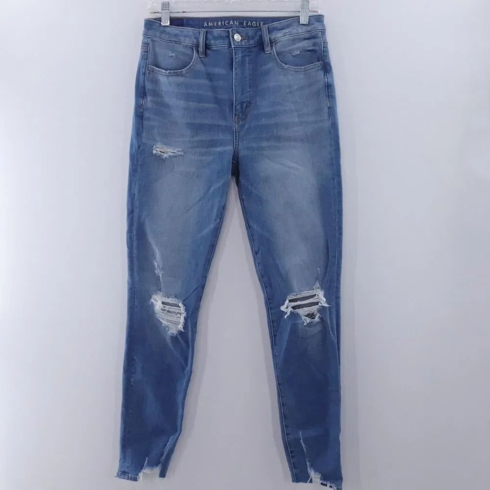 American Eagle Super Hi Rise Jegging Jeans Women's Size 8 Distressed Ripped